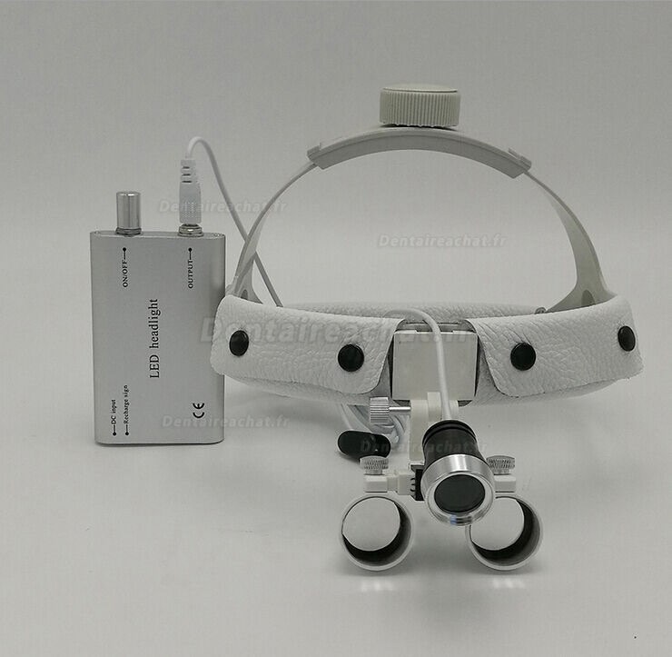 3.5X 420mm Loupe binoculaire dentaire bandeau en cuir + LED lampe frontale médical